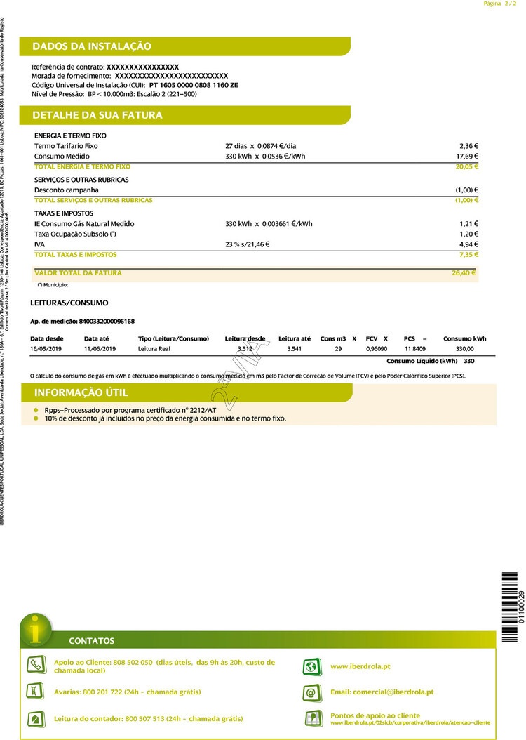 Fatura Iberdrola gás pag2