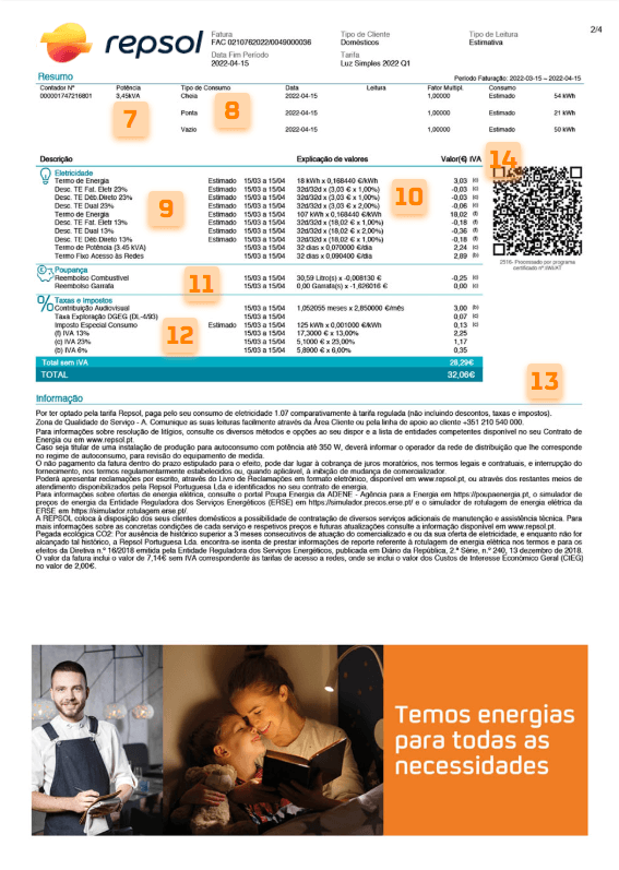 2ª página fatura Repsol