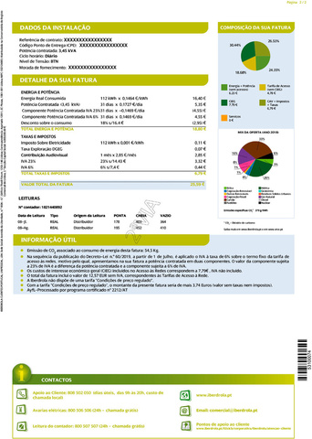 Fatura eletricidade Iberdrola