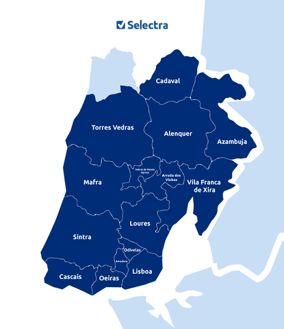 Distribuição de gás natural da Lisboagás por concelhos