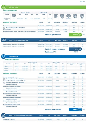 Segunda página da fatura da Goldenergy